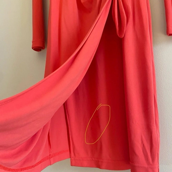 St. John Collection V-Neck Faux Wrap Midi Dress Coral/Orange Size 2 - Picture 11 of 15